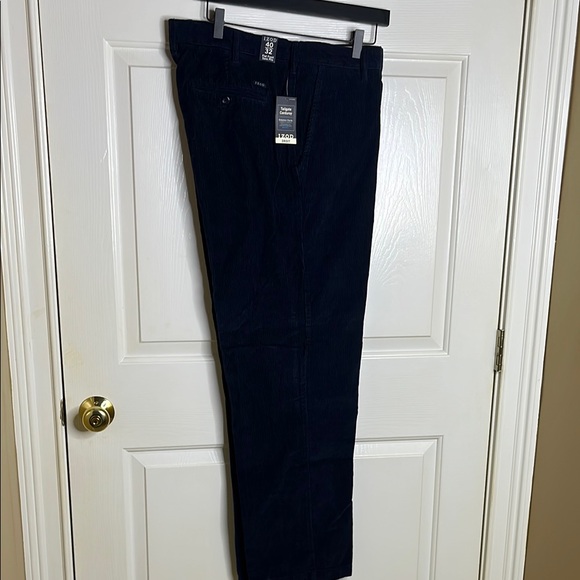 Classic Navy Blue Corduroy Relaxed Fit Pants.